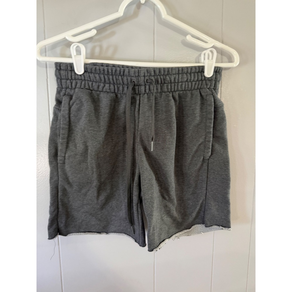 Adidas Sweat Shorts Womens Small Grey Raw Hem Drawstring Pockets